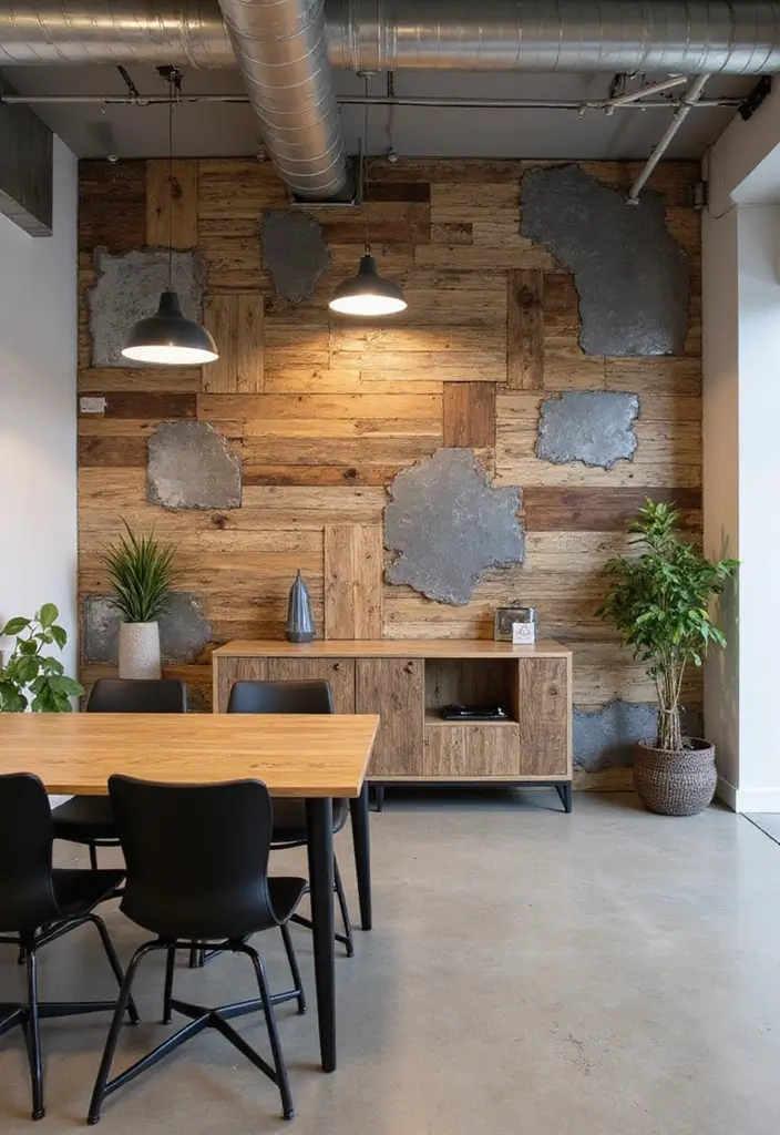 25 Accent Wall Office Ideas That Steal the Spotlight 19 25 Accent Wall Office Ideas That Steal the Spotlight - 19. Upcycled Materials