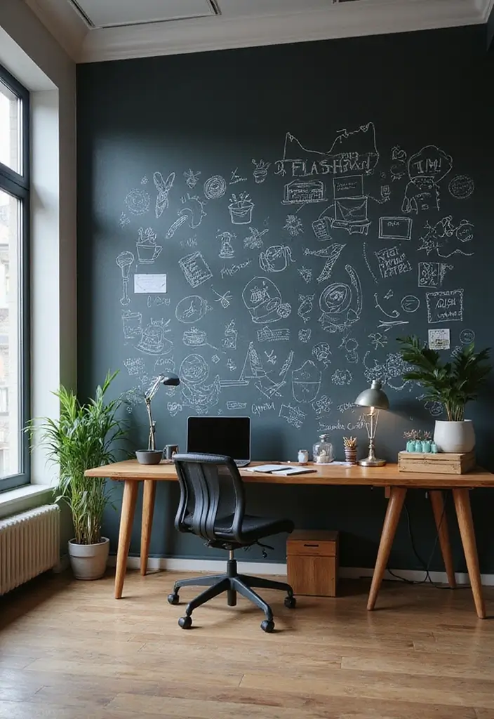 25 Accent Wall Office Ideas That Steal the Spotlight 20 25 Accent Wall Office Ideas That Steal the Spotlight - 20. Chalkboard Walls