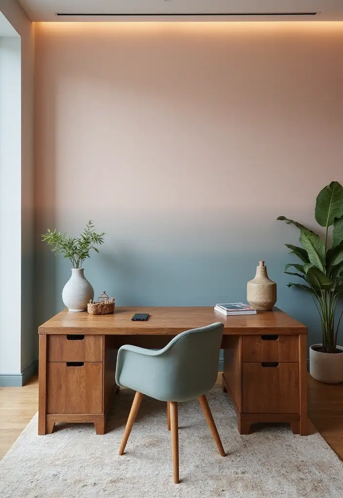 25 Accent Wall Office Ideas That Steal the Spotlight 4 25 Accent Wall Office Ideas That Steal the Spotlight - 4. Eco-Chic Paint Techniques