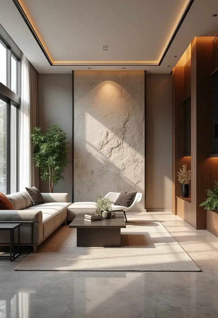 25 Accent Wall Office Ideas That Steal the Spotlight 5 25 Accent Wall Office Ideas That Steal the Spotlight - 5. Natural Stone Appeal