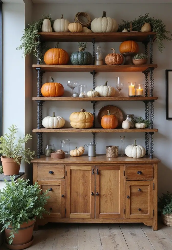 25 Fall Office Decor Ideas That Feel Warm and Seasonal 22 25 Fall Office Decor Ideas That Feel Warm and Seasonal - 22. Rustic Shelving
