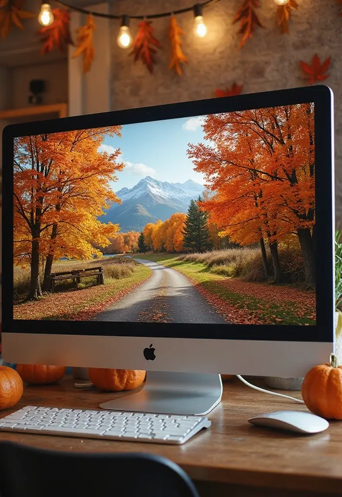 25 Fall Office Decor Ideas That Feel Warm and Seasonal 23 25 Fall Office Decor Ideas That Feel Warm and Seasonal - 23. Nature-Inspired Desktop Backgrounds
