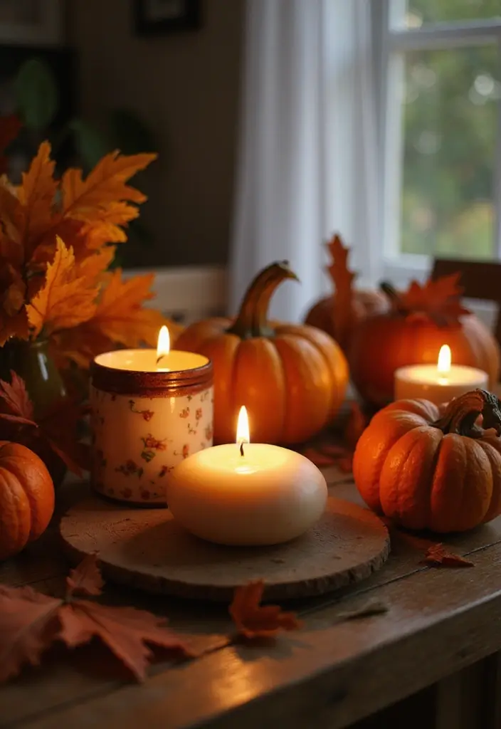 25 Fall Office Decor Ideas That Feel Warm and Seasonal 3 25 Fall Office Decor Ideas That Feel Warm and Seasonal - 3. Warm Scented Candles