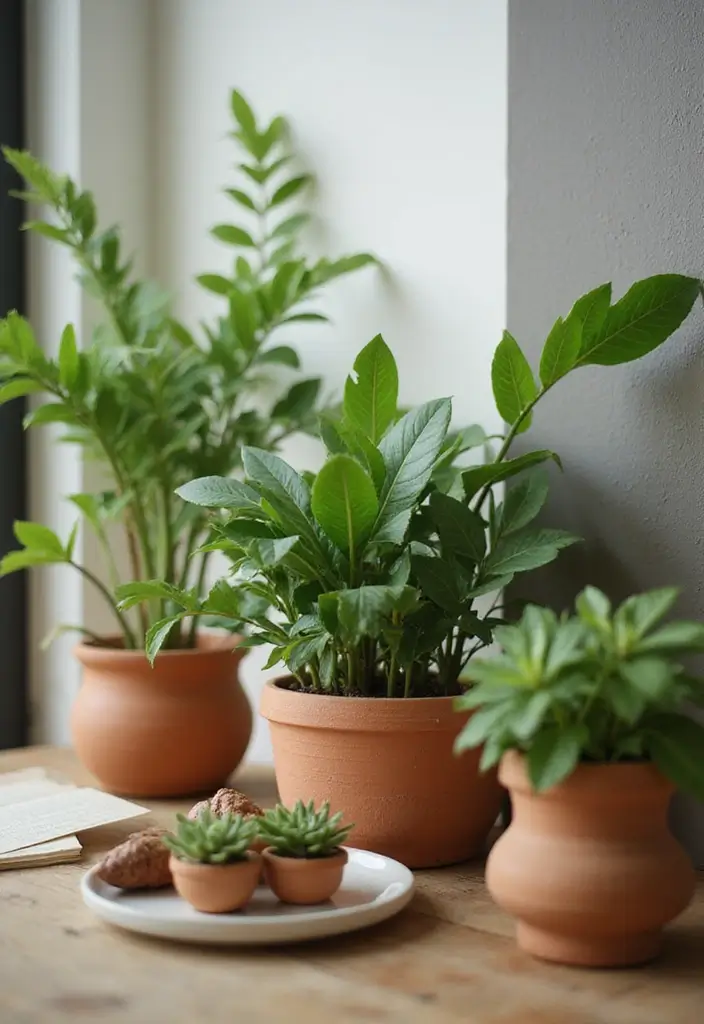 25 Fall Office Decor Ideas That Feel Warm and Seasonal 9 25 Fall Office Decor Ideas That Feel Warm and Seasonal - 9. Earthy Planters