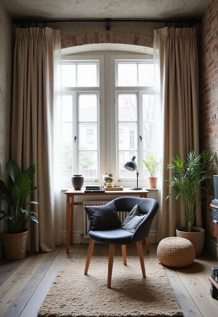 25 Man Cave Office Ideas That Feel Bold and Unique - 13. Industrial Style Curtains