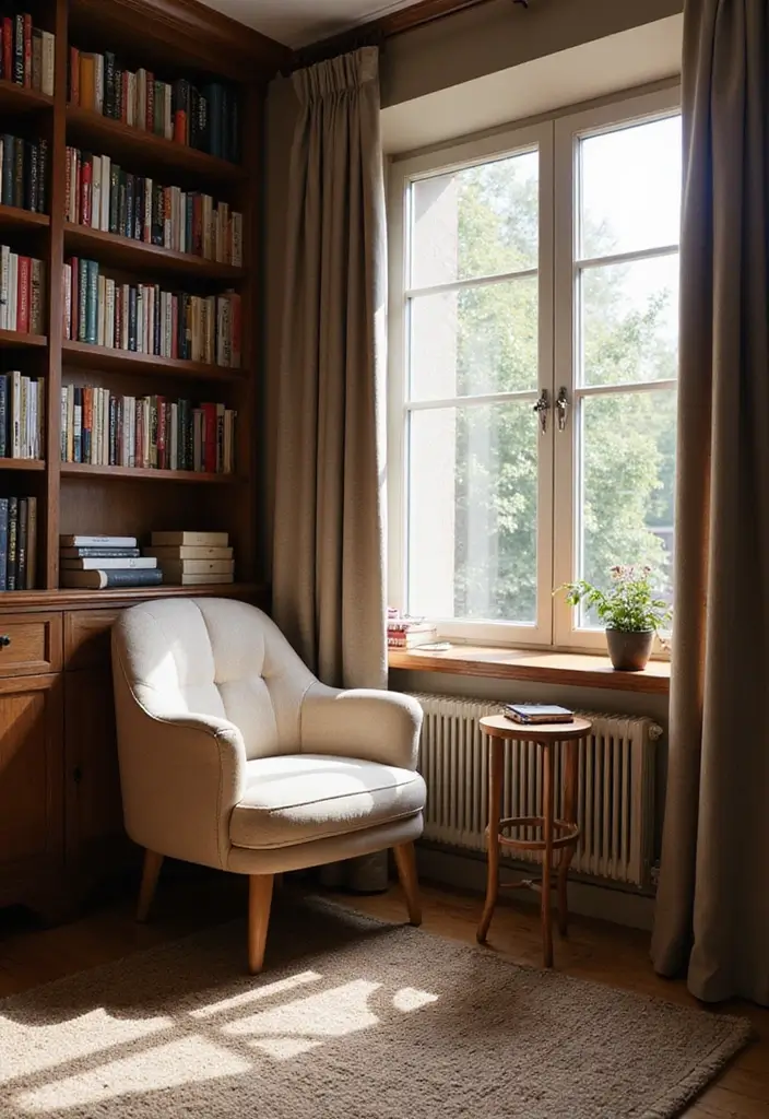 25 Office Nook Ideas That Fit in the Smallest Spaces - 17. Cozy Reading Nook Workspace