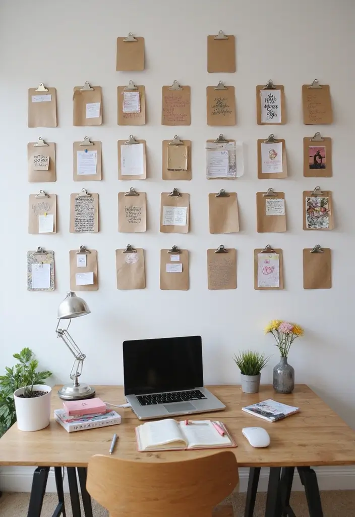 25 Office Nook Ideas That Fit in the Smallest Spaces - 21. Clever Clipboards for Organization