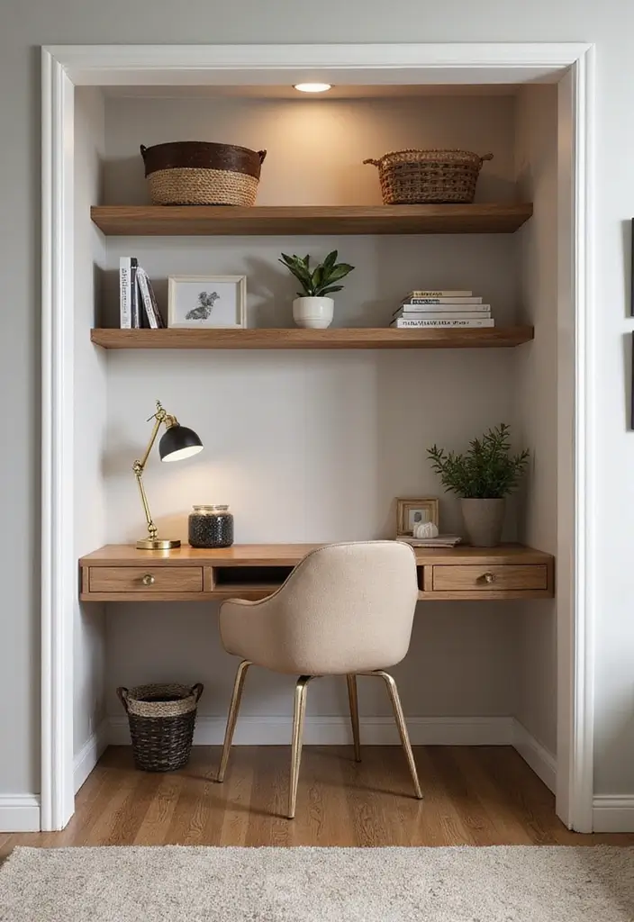 25 Office Nook Ideas That Fit in the Smallest Spaces - 6. A Desk in the Closet