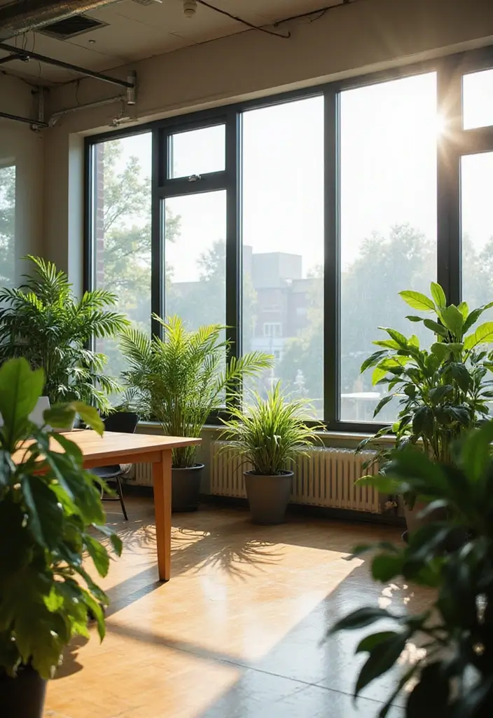 25 Office with Plants Inspirations That Bring Fresh Energy - 10. Natural Light Emphasis