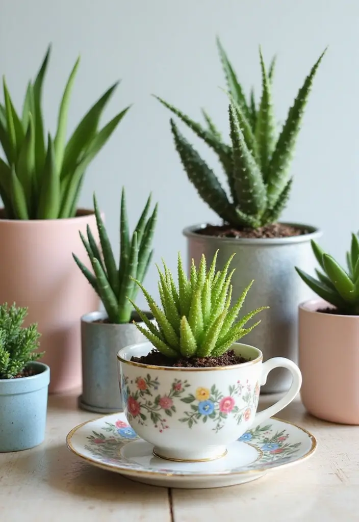 25 Office with Plants Inspirations That Bring Fresh Energy - 11. Creative Plant Containers