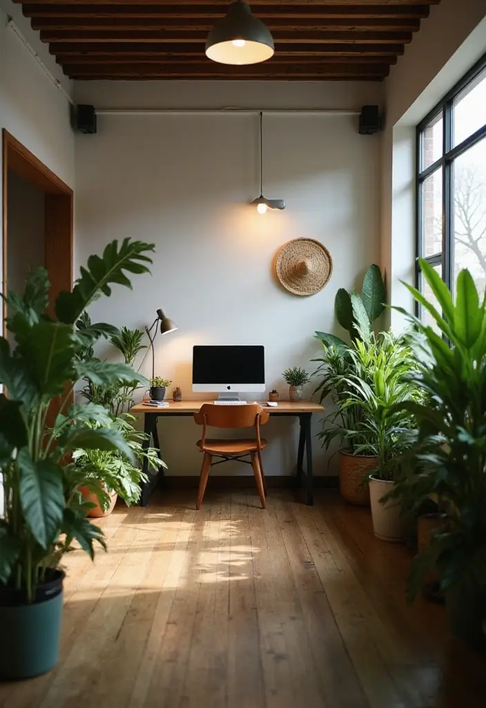 25 Office with Plants Inspirations That Bring Fresh Energy - 18. Incorporate Music with Plants