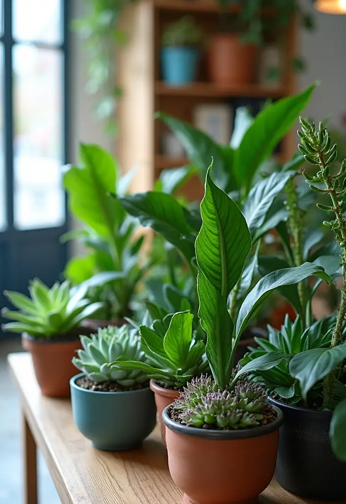 25 Office with Plants Inspirations That Bring Fresh Energy - 20. Themed Plant Collections