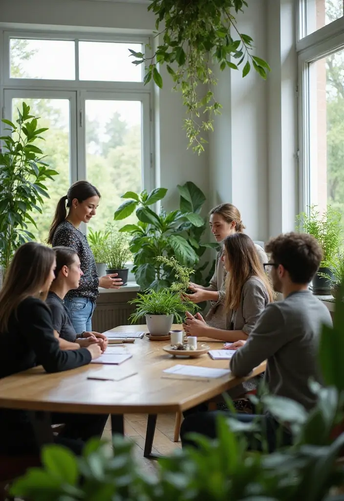 25 Office with Plants Inspirations That Bring Fresh Energy - 21. Office Plant Care Workshops