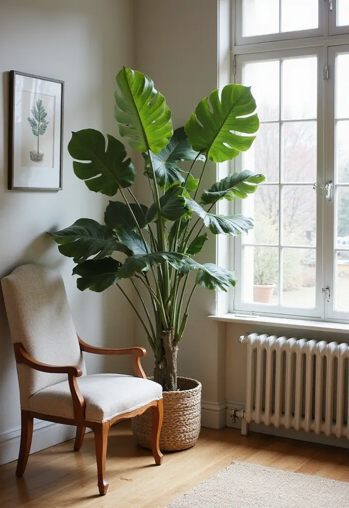 25 Office with Plants Inspirations That Bring Fresh Energy - 4. Large Statement Plants