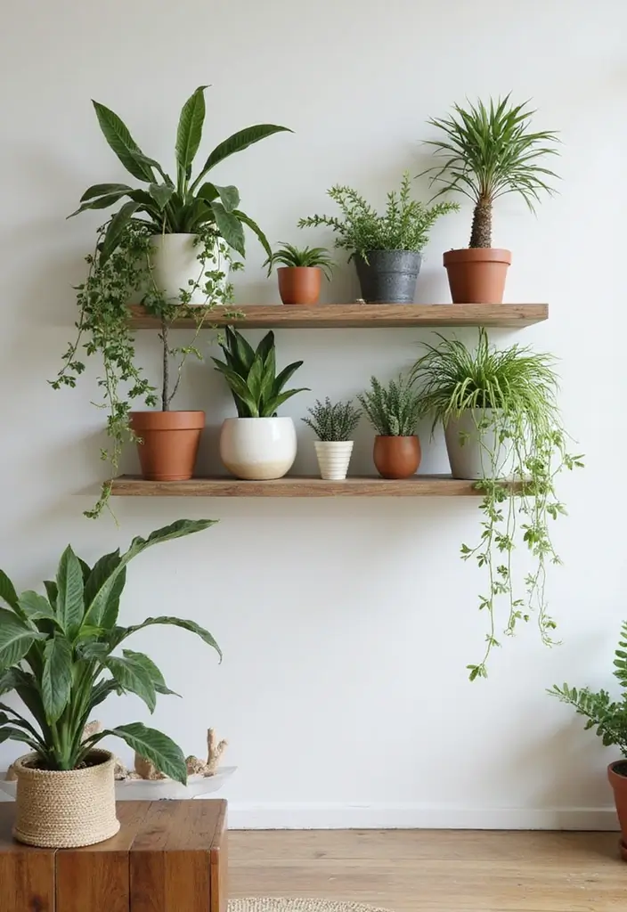 25 Office with Plants Inspirations That Bring Fresh Energy - 5. Plant Shelves