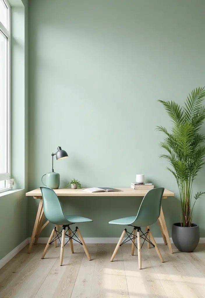25 Sage Green Office Ideas That Feel Calm and Trendy - 14. Minimalist Approach