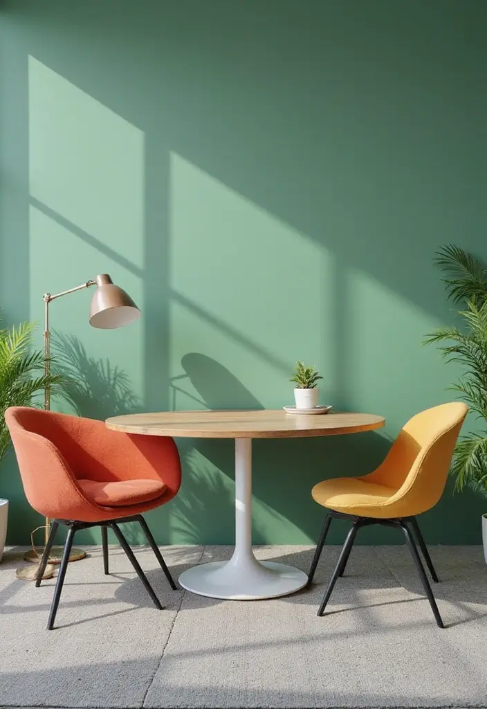 25 Sage Green Office Ideas That Feel Calm and Trendy - 15. Colorful Accents