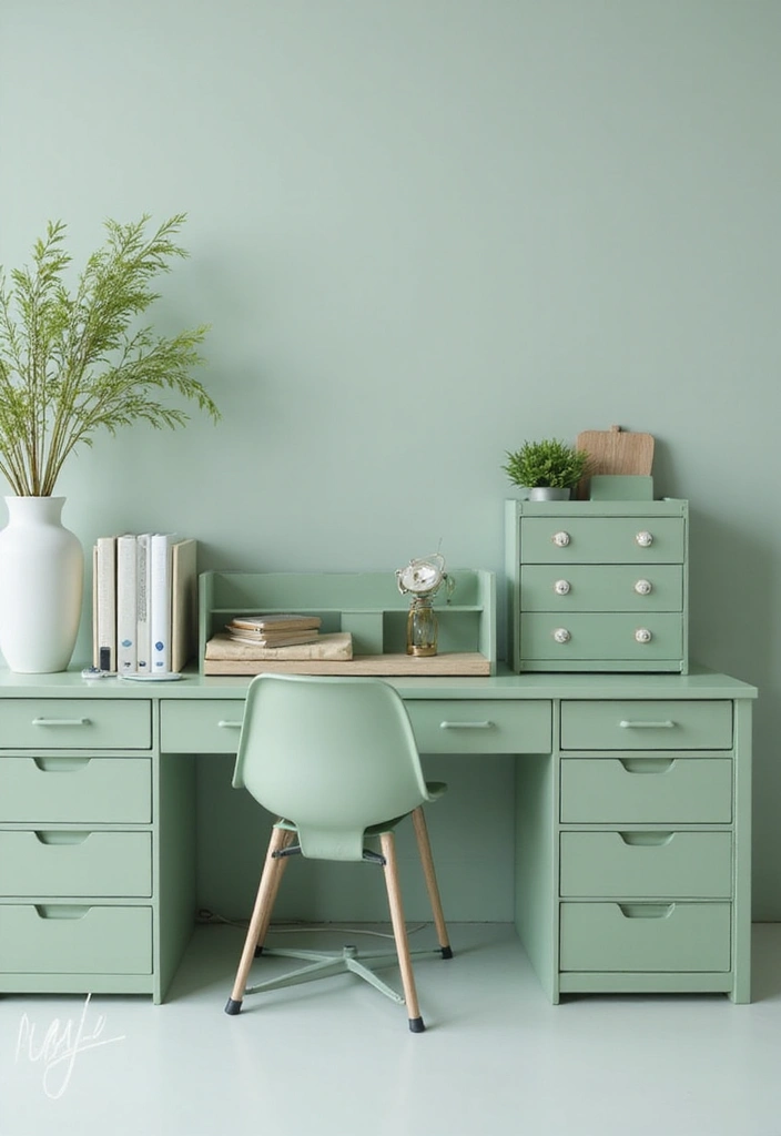 25 Sage Green Office Ideas That Feel Calm and Trendy - 23. Organizing with Style