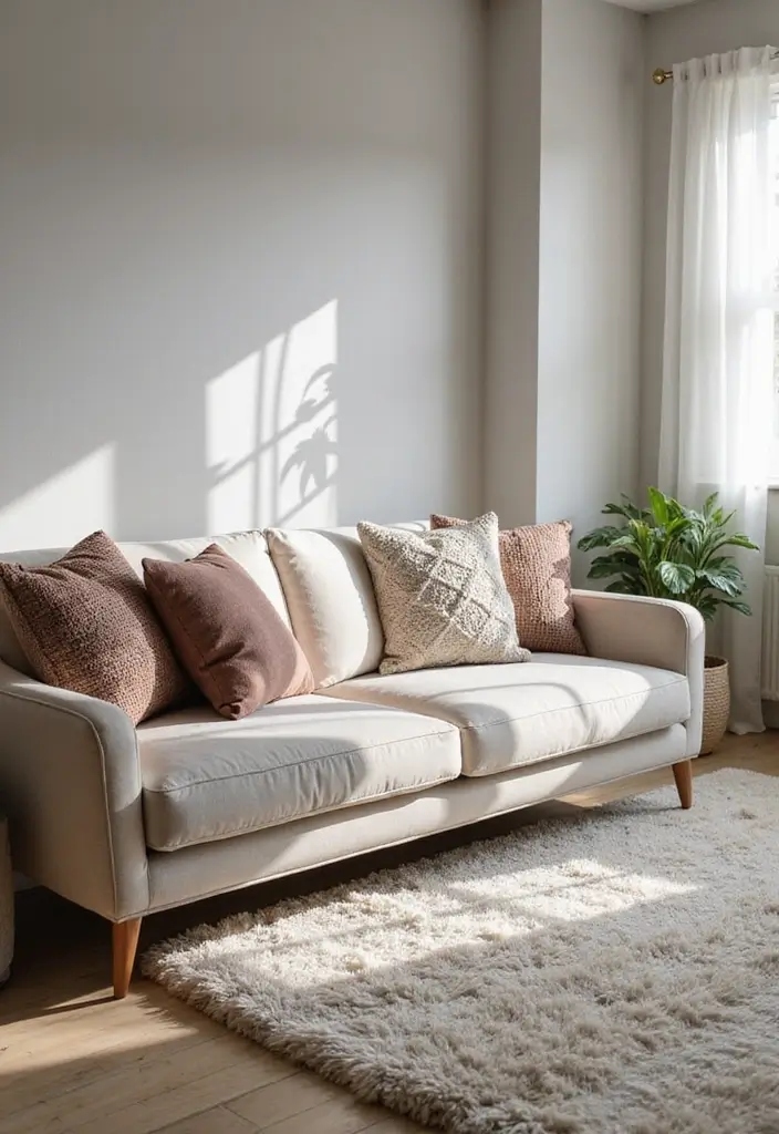 25 Small Office with Couch Setups That Feel Relaxed - 11. Comforting Textiles