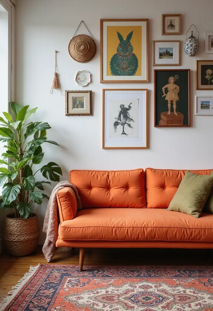 25 Small Office with Couch Setups That Feel Relaxed - 13. Artistic Touch