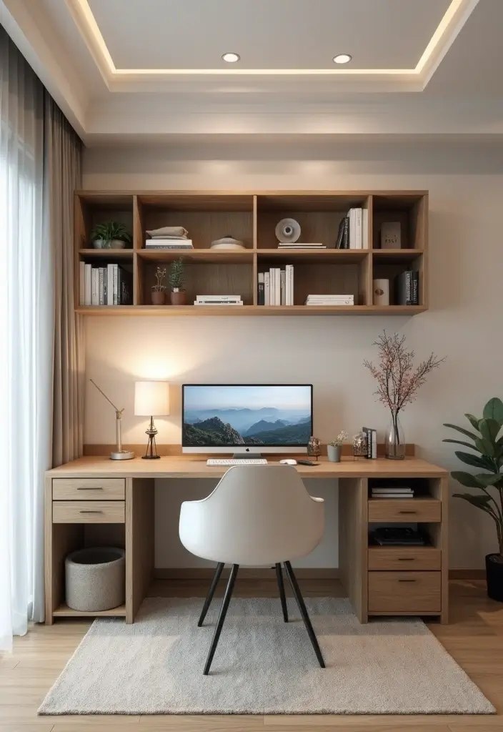 25 Small Office with Couch Setups That Feel Relaxed - 19. Versatile Multifunctional Space