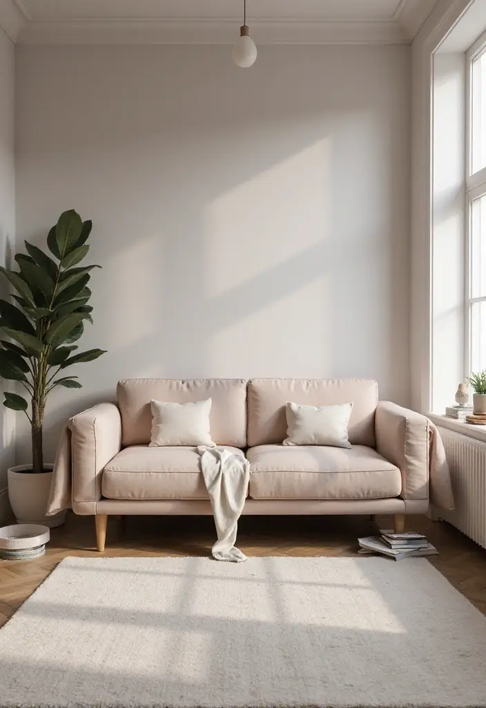 25 Small Office with Couch Setups That Feel Relaxed - 20. Monochromatic Elegance