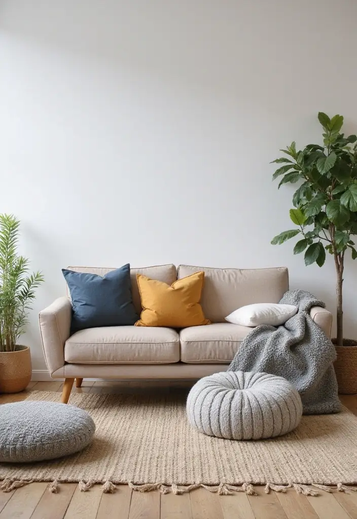 25 Small Office with Couch Setups That Feel Relaxed - 22. Flexible Seating Options