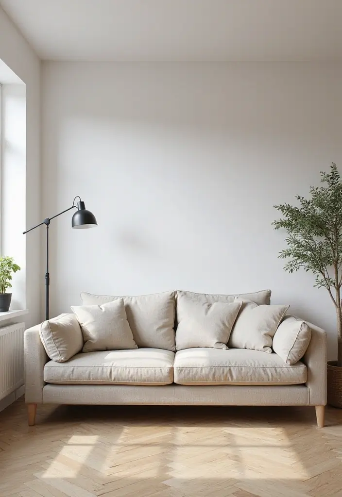25 Small Office with Couch Setups That Feel Relaxed - 3. Scandinavian Simplicity