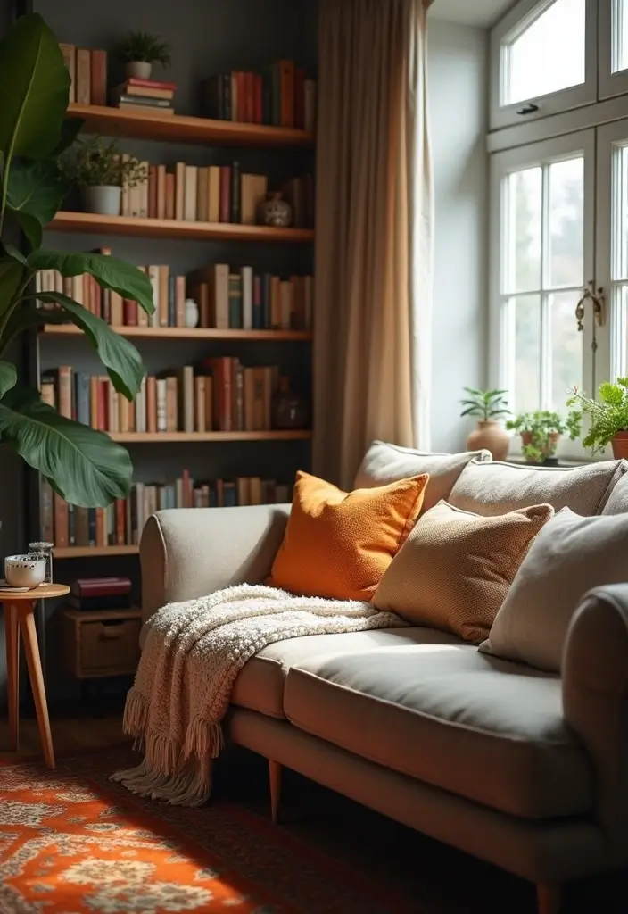 25 Small Office with Couch Setups That Feel Relaxed - 6. Cozy Nook