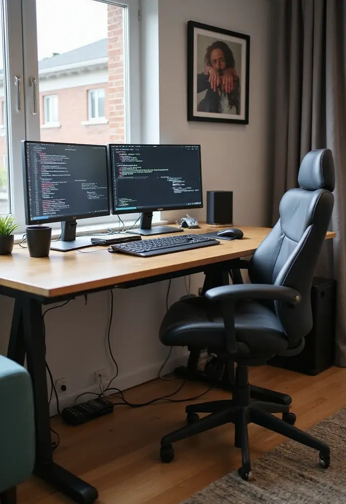 27 Living Room Office Combos That Actually Work - 12. Tech-Savvy Setup