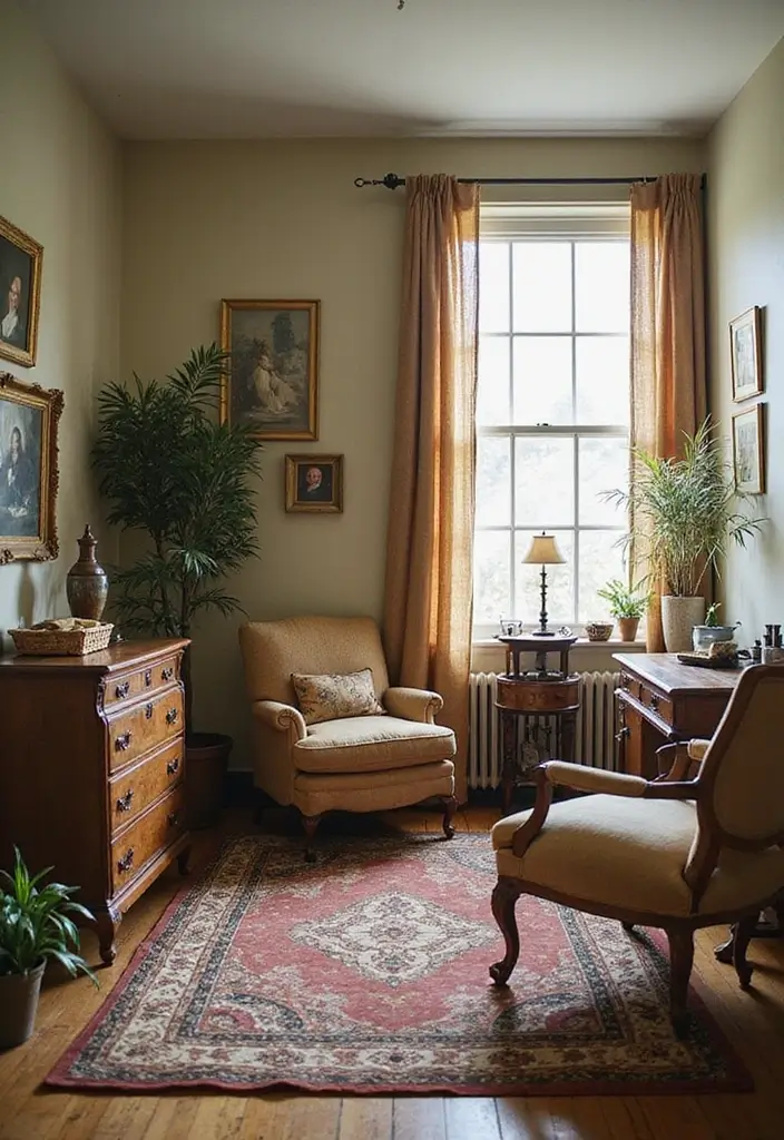 27 Living Room Office Combos That Actually Work - 18. Vintage Finds