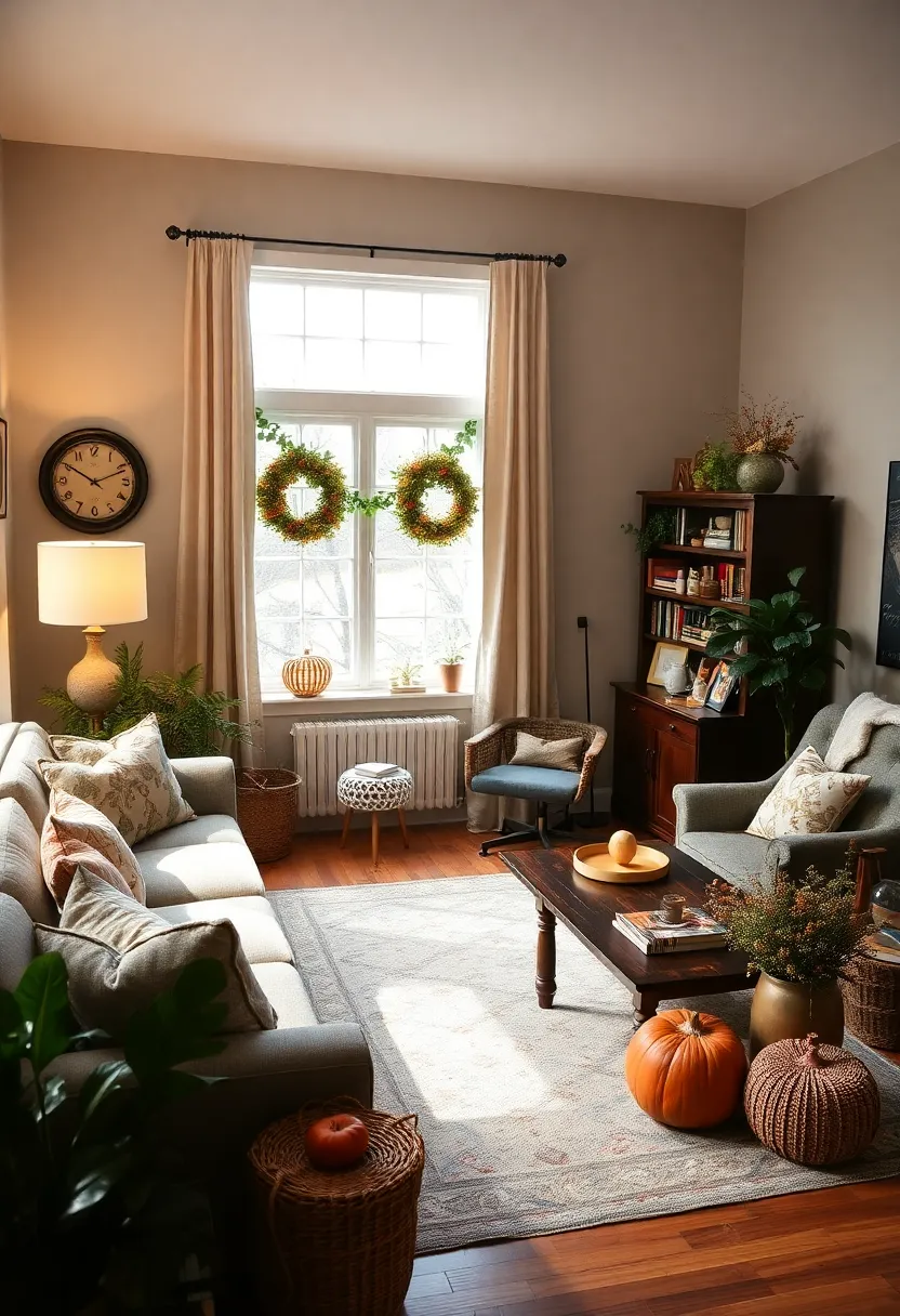 27 Living Room Office Combos That Actually Work - 26. Seasonal Decor Changes
