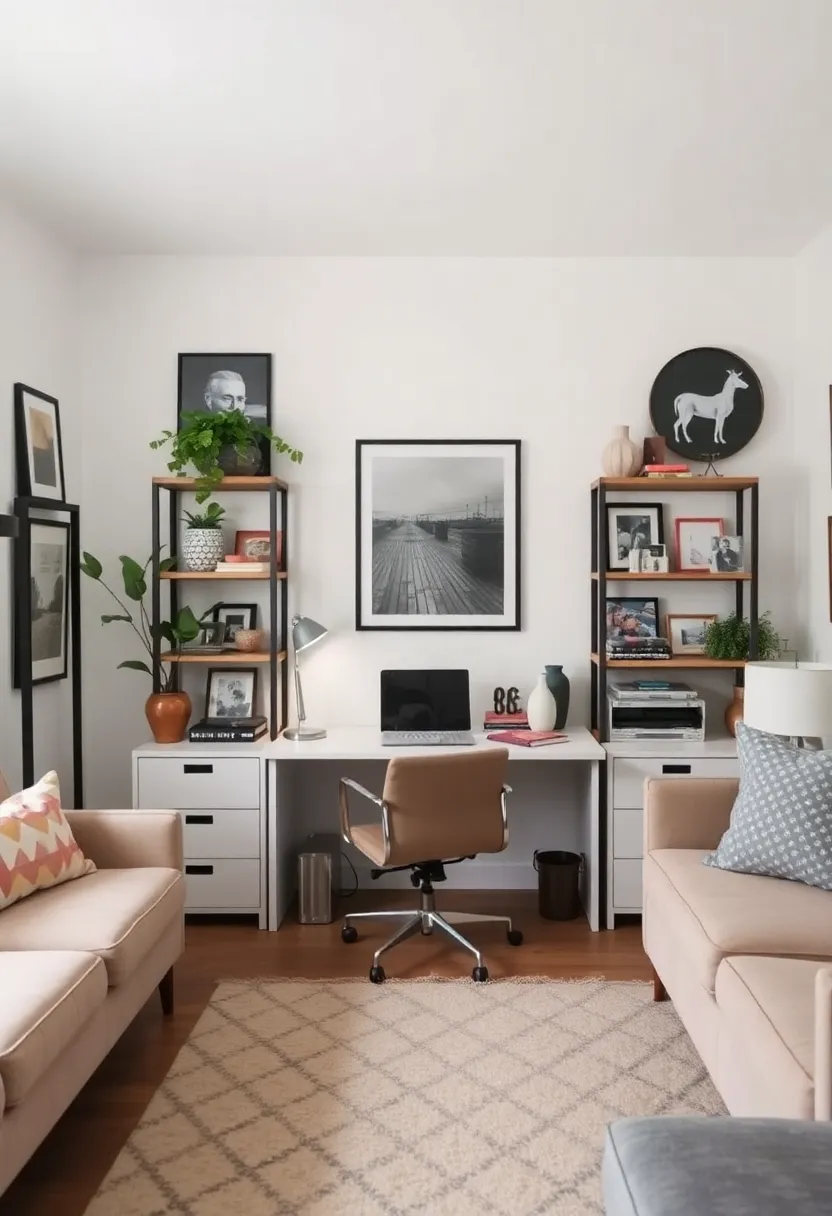 27 Living Room Office Combos That Actually Work - 27. A Personal Touch