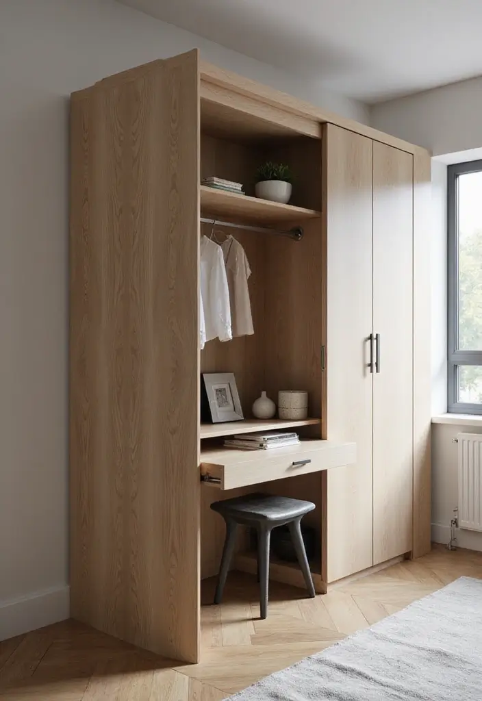 27 Living Room Office Combos That Actually Work - 6. Desk Within a Wardrobe
