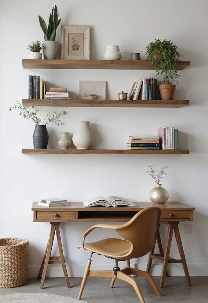 27 Office Desk Decor Ideas That Show Your Personality 9 27 Office Desk Decor Ideas That Show Your Personality - 9. Wall-Mounted Shelves