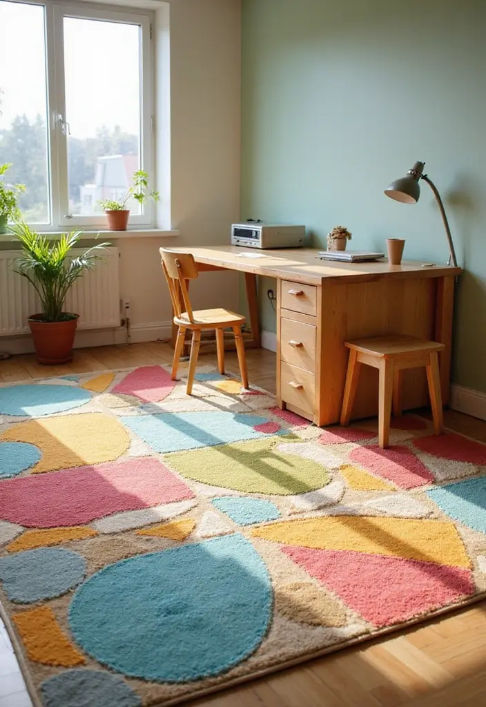 27 Office Playroom Combo Ideas That Parents Will Love 10 27 Office Playroom Combo Ideas That Parents Will Love - 10. Playful Rugs and Flooring