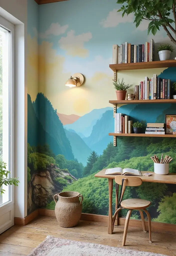 27 Office Playroom Combo Ideas That Parents Will Love 2 27 Office Playroom Combo Ideas That Parents Will Love - 2. Colorful Wall Murals