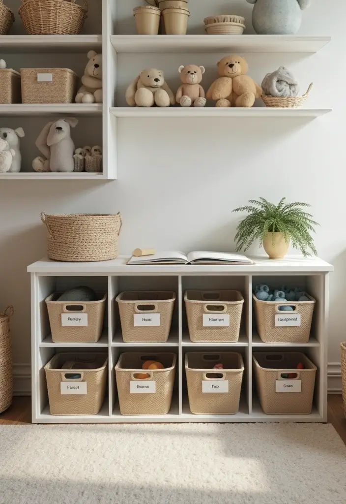 27 Office Playroom Combo Ideas That Parents Will Love 22 27 Office Playroom Combo Ideas That Parents Will Love - 22. Simple Organization Systems