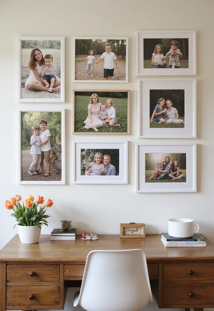 27 Office Playroom Combo Ideas That Parents Will Love 26 27 Office Playroom Combo Ideas That Parents Will Love - 26. Family Photo Displays