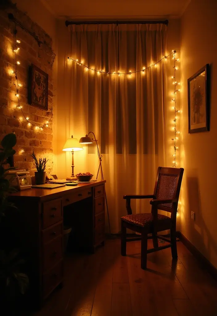 28 Cozy Office Ideas That Make Work Feel Relaxing 1 28 Cozy Office Ideas That Make Work Feel Relaxing - 1. Warm Lighting to Set the Mood