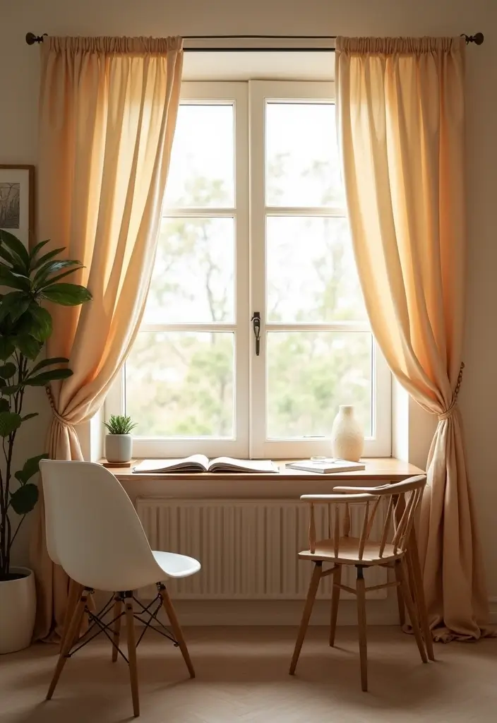 28 Cozy Office Ideas That Make Work Feel Relaxing 13 28 Cozy Office Ideas That Make Work Feel Relaxing - 13. Cozy Curtains for Softness