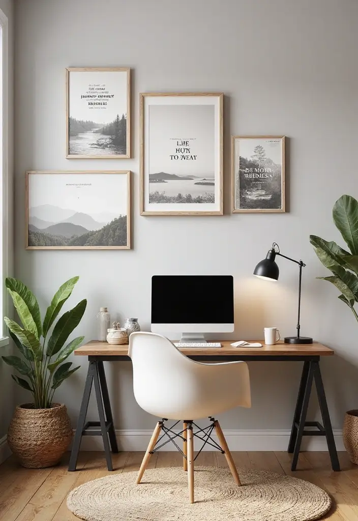 28 Cozy Office Ideas That Make Work Feel Relaxing 19 28 Cozy Office Ideas That Make Work Feel Relaxing - 19. Cozy Wall Art