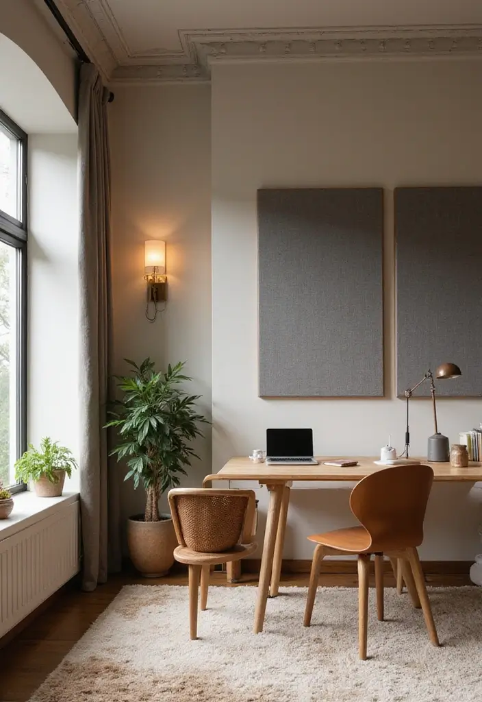 28 Cozy Office Ideas That Make Work Feel Relaxing 22 28 Cozy Office Ideas That Make Work Feel Relaxing - 22. Sound Control for a Calm Office
