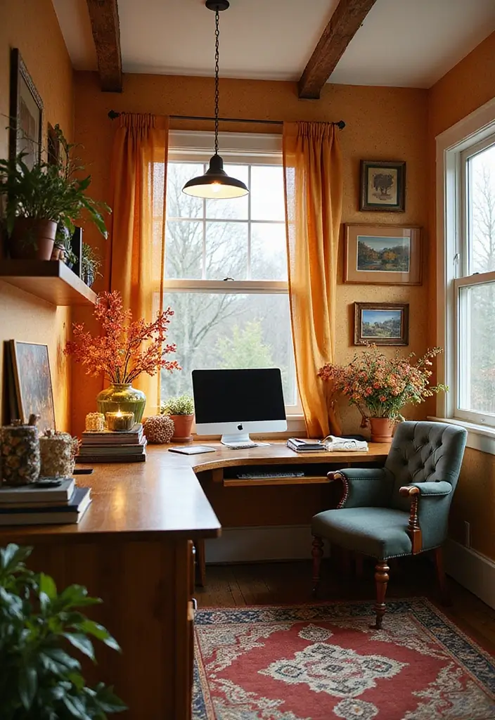 28 Cozy Office Ideas That Make Work Feel Relaxing 25 28 Cozy Office Ideas That Make Work Feel Relaxing - 25. Seasonal Decor Changes