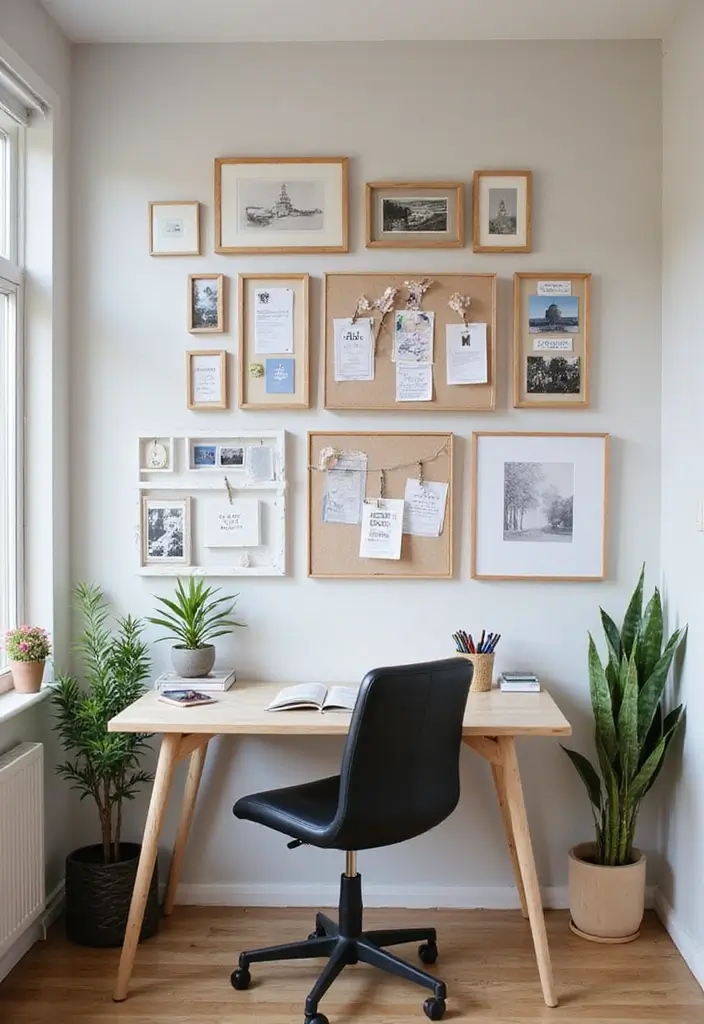 28 Cozy Office Ideas That Make Work Feel Relaxing 9 28 Cozy Office Ideas That Make Work Feel Relaxing - 9. Creative Wall Displays