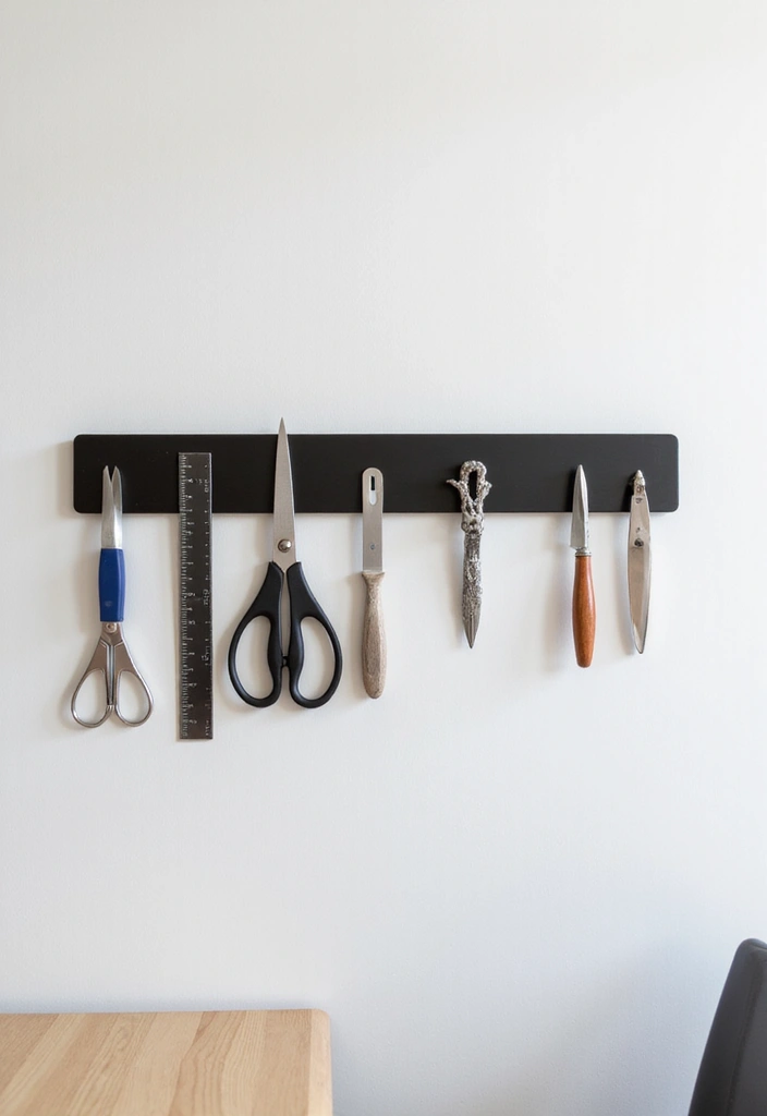 28 Office Desk Organization Ideas That Save Time 8 28 Office Desk Organization Ideas That Save Time - 8. Magnetic Knife Strip for Small Items