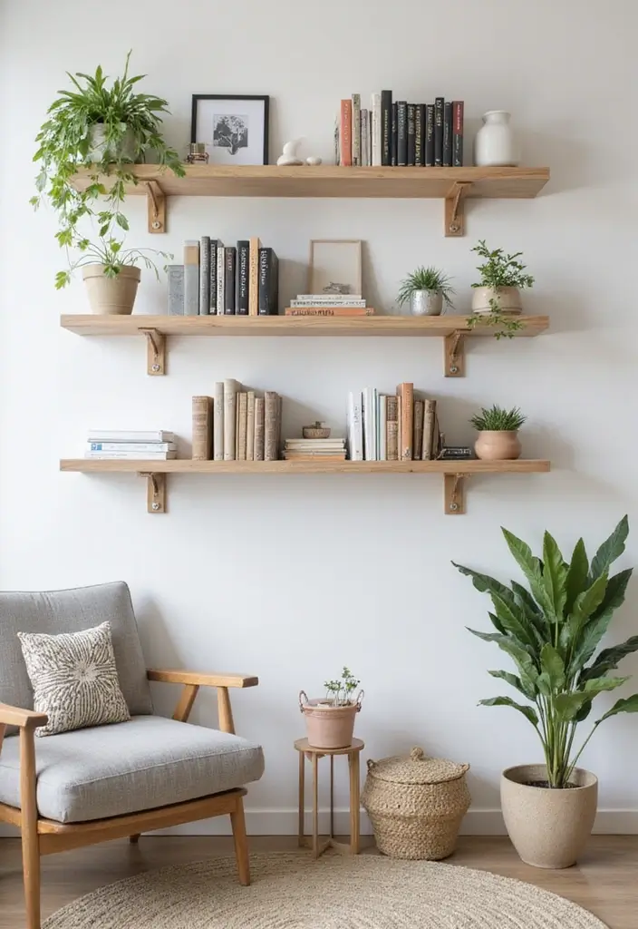 28 Office with Bookshelves Ideas That Look Smart and Cozy - 1. Floating Shelves for a Sleek Look