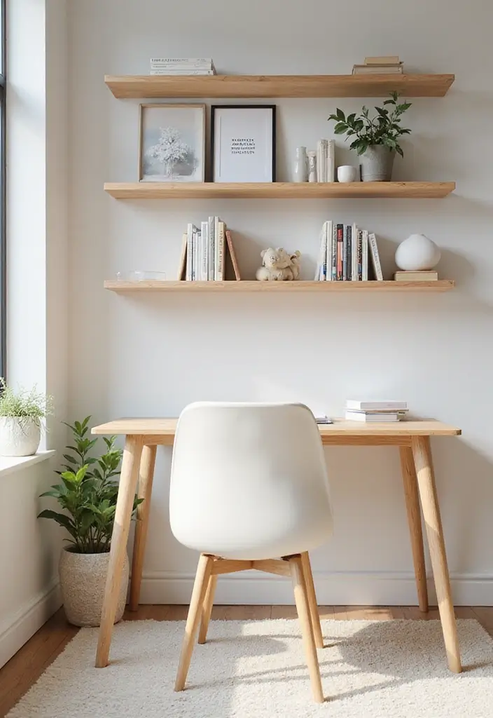 28 Office with Bookshelves Ideas That Look Smart and Cozy - 27. Scandinavian Style Bookshelves