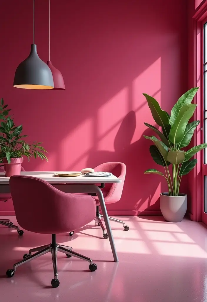 29 Office Paint Colors That Feel Fresh and Productive 14 29 Office Paint Colors That Feel Fresh and Productive - 14. Energetic Raspberry