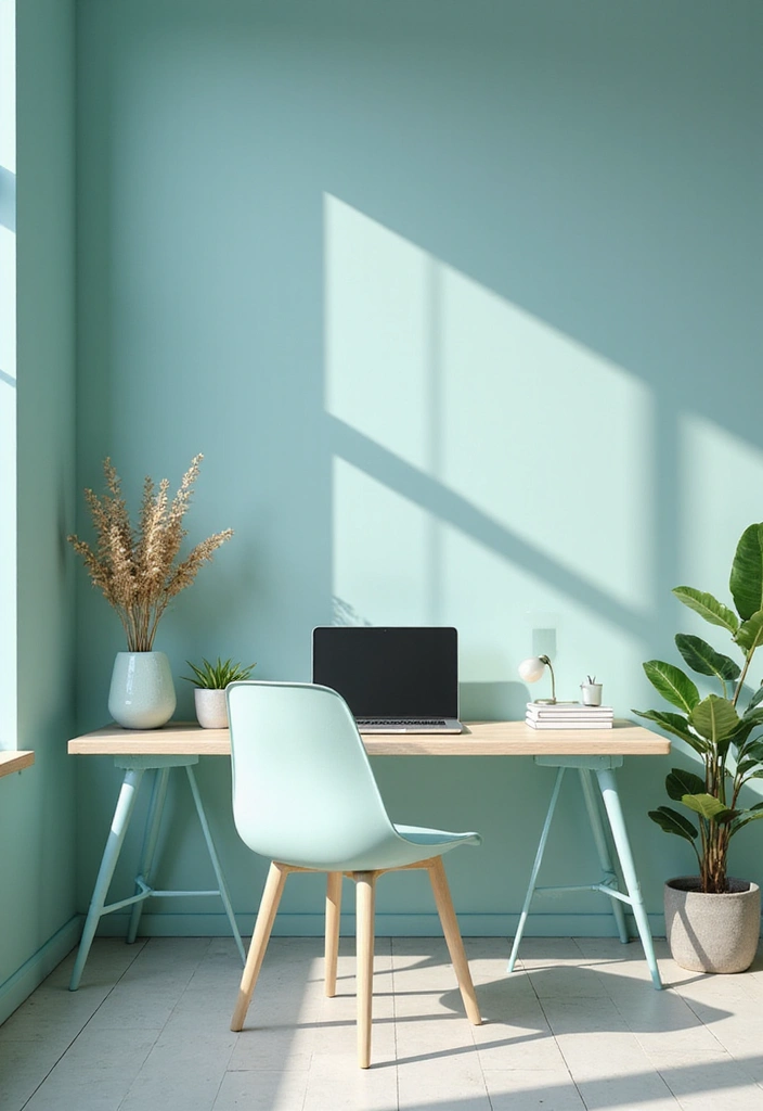 29 Office Paint Colors That Feel Fresh and Productive 15 29 Office Paint Colors That Feel Fresh and Productive - 15. Cool Mint Blue